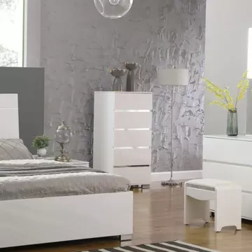 Buy Helsinki High Gloss Chest 5 Drawer Narrow White from Furnituretta