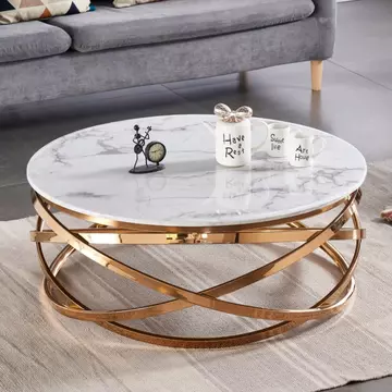 Buy Nabraska Round Marble Coffee Table with Gold Frame from Furnituretta
