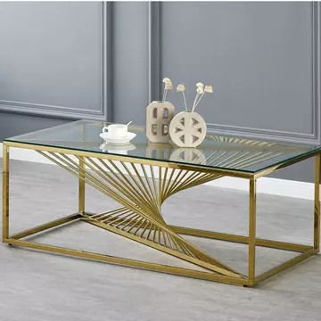 Buy Vista Clear Glass Coffee Table Gold, Colour: Gold from Furnituretta