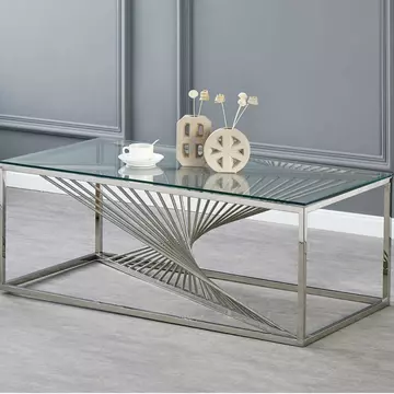 Buy Vista Clear Glass Coffee Table Silver, Colour: Silver from Furnituretta