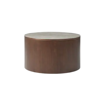 Buy Willow Circular Coffee Table in Timber Tobacco with Marble‑Effect Top from Furnituretta