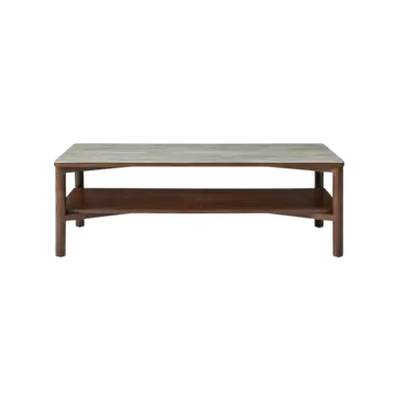Buy Willow Coffee Table in Timber Tobacco with Marble‑Effect Top & Shelf from Furnituretta