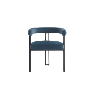 Buy Bloom Dining Chair in Velvet & Soft Weave Fabrics with Black Steel Legs, Colour: Blue Velvet from Furnituretta