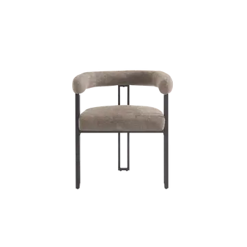 Buy Bloom Dining Chair in Velvet & Soft Weave Fabrics with Black Steel Legs, Colour: Taupe Soft Weave from Furnituretta
