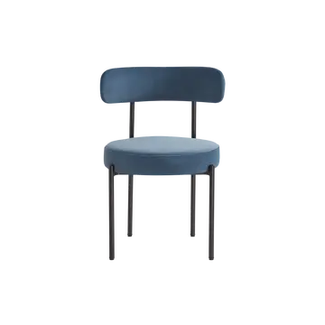 Buy Flora Dining Chair in Velvet & Boucle Fabrics with Black Steel Frame (sold in 2), Colour: Blue Velvet from Furnituretta