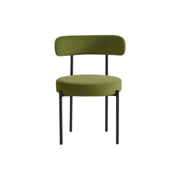 Buy Flora Dining Chair in Velvet & Boucle Fabrics with Black Steel Frame (sold in 2), Colour: Olive Velvet from Furnituretta
