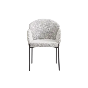 Buy Petal Dining Chair in Boucle & Soft Weave Fabrics with Black Steel Legs (sold in 2), Colour: Ivory / Taupe from Furnituretta