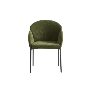 Buy Petal Dining Chair in Boucle & Soft Weave Fabrics with Black Steel Legs (sold in 2), Colour: Olive Soft Weave from Furnituretta