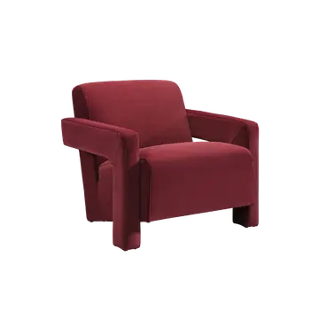 Buy Apex Angular Armchair with Curved Seat and L‑Shaped Armrests, Colour: Burgundy from Furnituretta