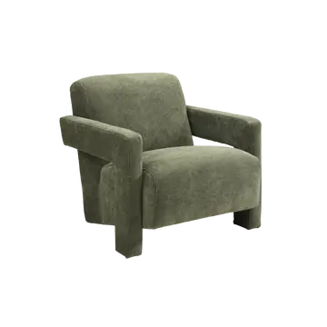 Buy Apex Angular Armchair with Curved Seat and L‑Shaped Armrests, Colour: Soft Weave Olive from Furnituretta