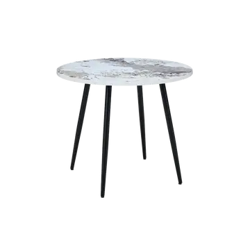 Buy Horizon Round Dining Table with Marble‑Effect Top & Metal Legs, Colour: Pandora from Furnituretta