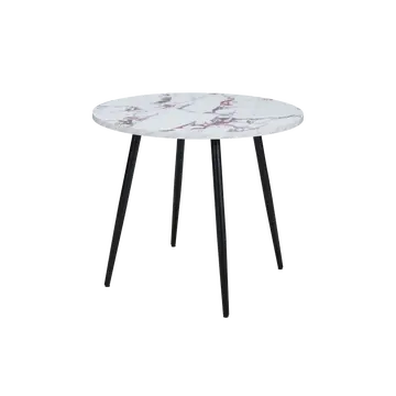 Buy Horizon Round Dining Table with Marble‑Effect Top & Metal Legs, Colour: Violetta from Furnituretta