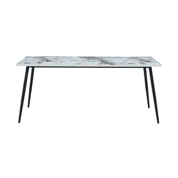 Buy Horizon Large Rectangular Dining Table with Marble‑Effect Top & Metal Legs, Colour: Pandora from Furnituretta