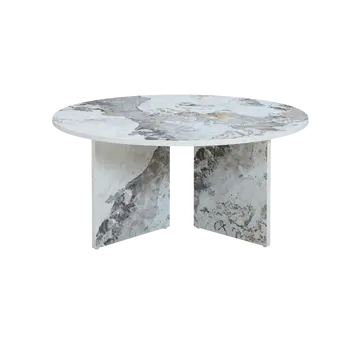 Buy Aura Round Coffee Table with Marble‑Effect Top and Four Legs from Furnituretta