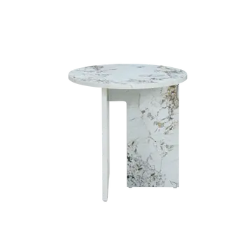 Buy Aura Side Table with Round Marble‑Effect Top and Asymmetrical Legs from Furnituretta