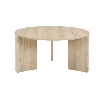 Buy Halo Coffee Table with Round Top and Three Rounded‑Corner Legs, Colour: Oak from Furnituretta