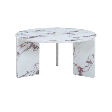 Buy Halo Coffee Table with Round Marble‑Effect Top and Three Legs, Colour: Violetta from Furnituretta