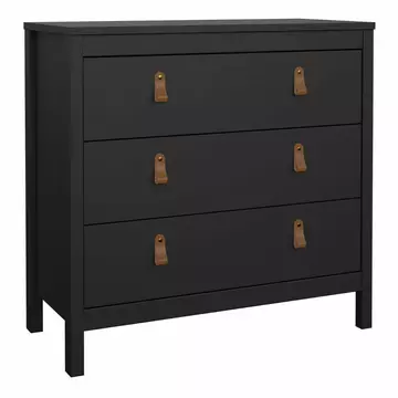 Buy Barcelona Chest 3 Drawers in Matt Black from Furnituretta