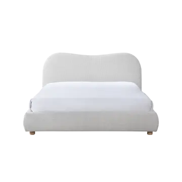Buy Wave Bed with Curved Upholstered Headboard in Natural Weave, Colour: Natural Weave, Bed Size: Double (4ft6), Item Width: 159 from Furnituretta