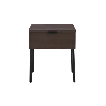 Buy Luna One Drawer Bedside Table with Metal Handle and Steel Legs, Colour: Espresso from Furnituretta