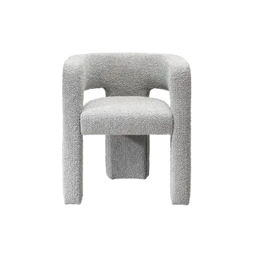 Buy Crescent Occasional Chair with Curved Frame and Boucle Seat, Colour: Dove from Furnituretta