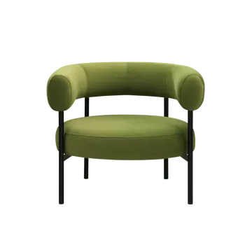 Buy Eclipse Occasional Chair with Curved Backrest and Metal Legs, Colour: Olive Green from Furnituretta