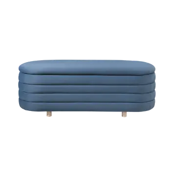 Buy Ripple Storage Oval Ottoman with Lift‑Top and Ribbed Design, Colour: Blue from Furnituretta