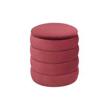 Buy Ripple Cylindrical Ribbed Stool with Velvet Upholstery, Colour: Burgundy from Furnituretta