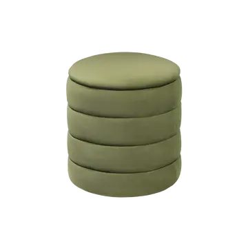 Buy Ripple Cylindrical Ribbed Stool with Velvet Upholstery, Colour: Olive Green from Furnituretta