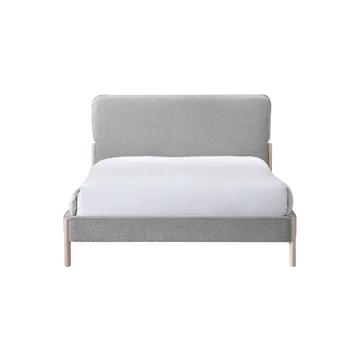 Buy Cove Bed in Steel Grey with Curved Headboard and Wooden Legs, Colour: Steel Grey, Bed Size: Double (4ft6) from Furnituretta