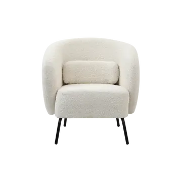 Buy Joey Armchair in Cologne Ivory with Curved Frame and Black Legs from Furnituretta