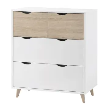 Buy Stockholm 4 Drawer Chest in White‑Oak with Matt White Carcass from Furnituretta