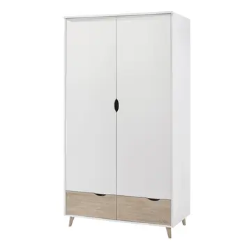 Buy Stockholm 2 Door Wardrobe in White‑Oak with Drawers and Legs from Furnituretta