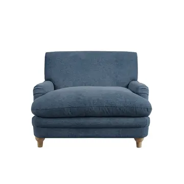 Buy Plumpton Chair in Denim Blue Chenille with Oak Rubberwood Legs from Furnituretta