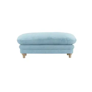 Buy Plumpton Footstool in Duck Egg Blue Chenille with Oak Rubberwood Legs from Furnituretta