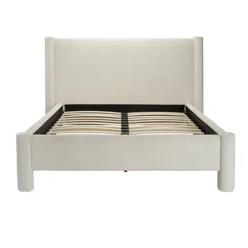 Buy Dena Snow Bouclé Bed with Pillar Legs and Sprung Slatted Base, Colour: Snow, Bed Size: Double (4ft6) from Furnituretta