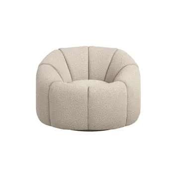 Buy Nao Swivel Chair in Chenille Boucl&eacute; with Contemporary Swivel Base, Colour: Ivory, Item Width: 101 from Furnituretta