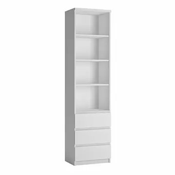 Buy Fribo Tall Narrow 3 Drawer Bookcase in White from Furnituretta