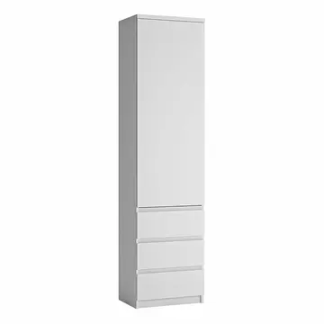 Buy Fribo Tall Narrow 1 Door 3 Drawer Cupboard in White from Furnituretta
