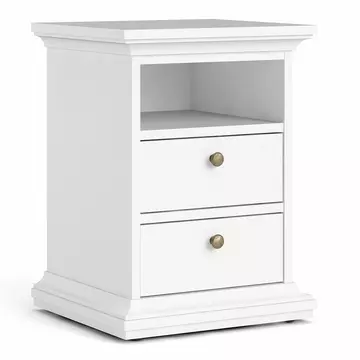 Buy Paris Bedside 2 Drawers in White from Furnituretta