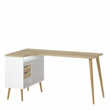 Buy Oslo Desk 2 Drawer in White and Oak from Furnituretta