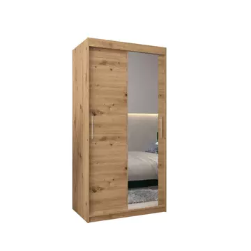 Buy Tokyo II Sliding Door Wardrobe 100cm, Colour: Oak Artisan, Item Width: 100 from Furnituretta