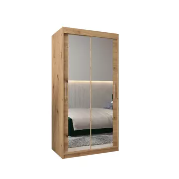 Buy Tokyo III Sliding Door Wardrobe 100cm, Colour: Oak Artisan, Item Width: 100 from Furnituretta
