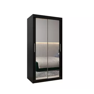 Buy Tokyo III Sliding Door Wardrobe 100cm, Colour: Black, Item Width: 100 from Furnituretta