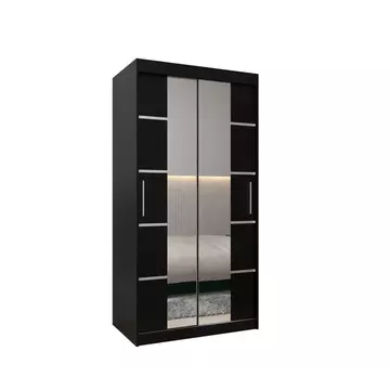 Buy Verona 04 Sliding Door Wardrobe 100cm, Colour: Black, Width: 100 from Furnituretta