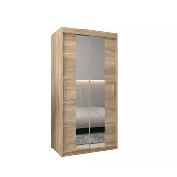Buy Verona 04 Sliding Door Wardrobe 100cm, Colour: Oak Sonoma, Width: 100 from Furnituretta