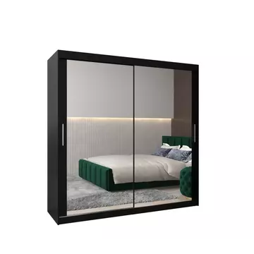 Buy Tokyo III Sliding Door Wardrobe 200cm, Colour: Black, Item Width: 200 from Furnituretta