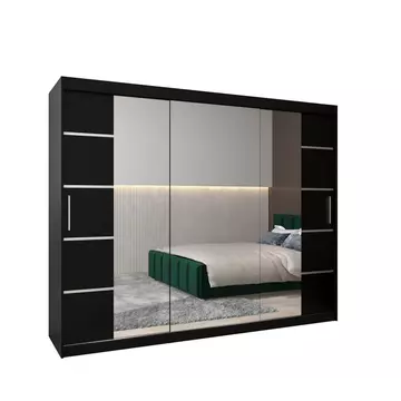 Buy Verona 04 Sliding Door Wardrobe 250cm, Colour: Black, Item Width: 250 from Furnituretta