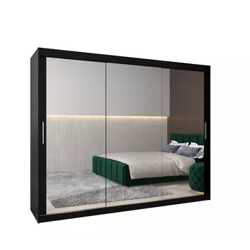 Buy Tokyo III Sliding Door Wardrobe 250cm, Colour: Black, Item Width: 250 from Furnituretta