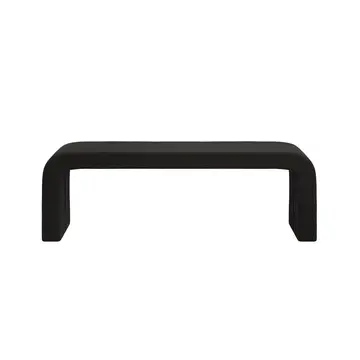 Buy Ren Bench in Chenille Boucl&eacute; with Curved Modern Design, Colour: Black from Furnituretta
